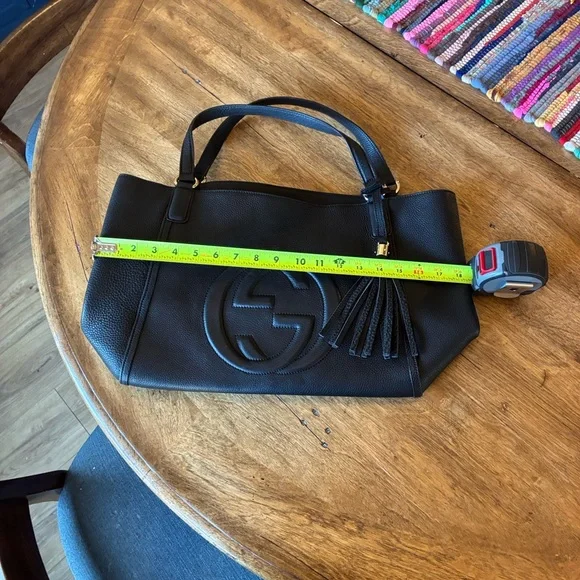 Black Leather Tote Bag - Picture 10 of 11